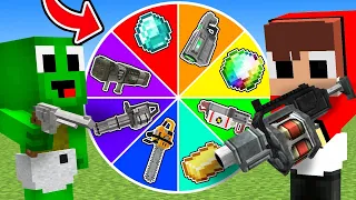The Roulette of OP Weapons Baby JJ and Mikey Which better in Minecraft challenge Maizen Baby Kids