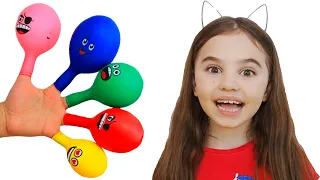 Pretends to play with her Magic balloon - Preschool toddler learn color