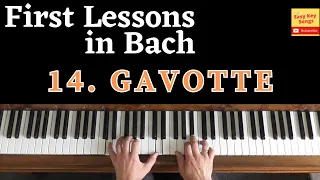 JS Bach - 14. Gavotte. Piano Tutorial with videoscore. First lessons in Bach