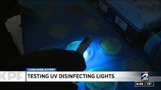 Testing UV disinfecting lights