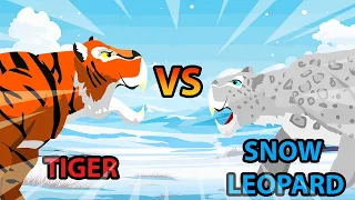 Tiger vs Snow Leopard | Big Cat Tournament [S1] | Animal Animation