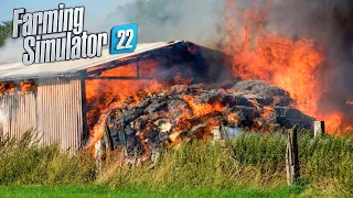 Straw loft caught fire during summer because of high temperature | Farming Simulator 22