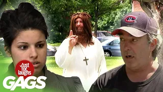 Crazy Pregnant Lady Prank, Jesus Turns Water Fountain to Wine Fountain | Just For Laughs Compilation