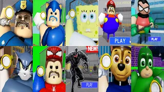 All Games BARRY'S PRISON RUN V2 IN REAL LIFE Roblox Sonic Spongebob Mario Teen Titans Paw Patrol