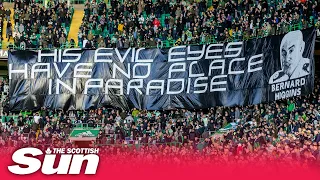 Celtic fans  banners and silent protest at cop chief Bernard Higgins link to Hoops security role