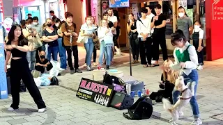 THURSDAY. MAJESTY. EXHILARATING BUSKING WITH ADORABLE PET. HONGDAE.