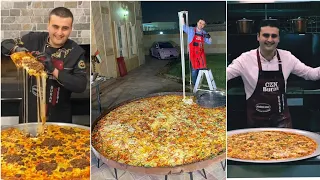 #CZN_BURAK the smiling chef cooking 3 type of gaint Pizza 🍕 😋😋🤩🤩
