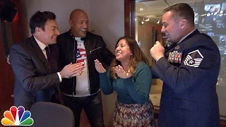 Jimmy and Dwayne Johnson Surprise 'Tonight Show' Staffer with Military Homecoming