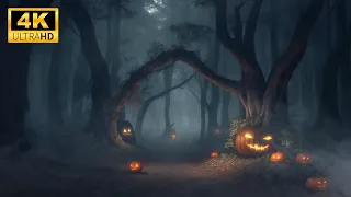 Spooky Forrest With Creepy Pumpkins and Halloween Music 🎃 For Late October Evenings👻4K Ultra HD