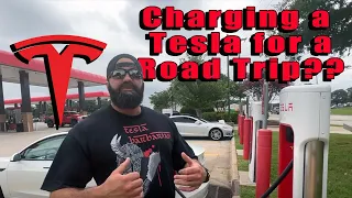 Charging a Tesla Model 3 on a Road Trip?? - Supercharging with the King👑!