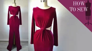 How To Sew A Cutout Twist Waist Velvet Maxi Dress