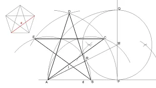 How to draw a five pointed star given its side