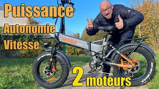 Ce fat Bike électrique VAKOLE est surpuissant avec ses 2 moteurs ! le CO 20