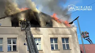 Pożar Liceum  na Żwirki i Wigury w Grodzisku Mazowieckim