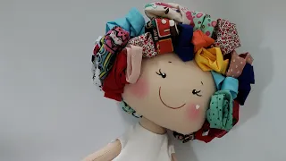 BONECA DE PANO/CABELO DE RETALHOS