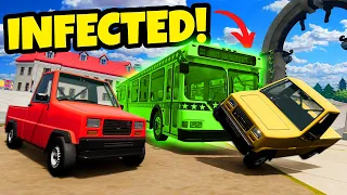 Zombie Infection Car Hide and Seek with Buses & Tiny Cars! (BeamNG Drive Mods)