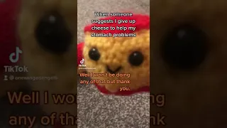 Cheese is love, cheese is life🧀 #shorts #shortvideo#crochet #funny #cheese #lactose #thanks #no