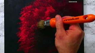 Red Tree | Black Background | Easy for Beginners | oval brush painting technique