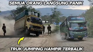 Semua Orang Langsung Panik !!! Truk Jumping Hampir Terbalik Di Tanjakan Batu Jomba