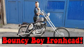 The ironhead becomes a bouncy boy! We install a springer fork!