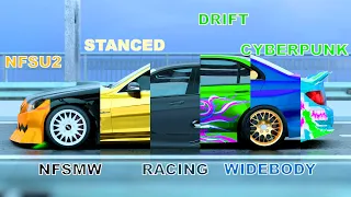 1 CAR DIFFERENT TUNING STYLES PART 5(MB W204)|NFSU2|NFSMW|STANCED|RACING|DRIFT|WIDEBODY|CYBERPUNK