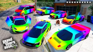 GTA V - Stealing Luxury Rainbow SuperCars with Franklin in GTA 5!