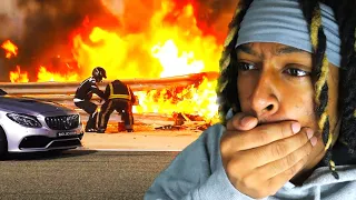 DID HE SURVIVE?!! Pzo Reacts to Grosjean's Insane Fireball Crash | Formula 1: Drive To Survive S3