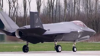 [4K] Leeuwarden; 6X RNLAF F-35 Take Off on Sunday morning!