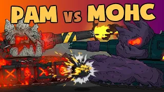 Ram, the Destroyer, vs Mons, the Crasher. Cartoons about tanks