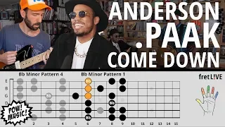 Anderson .Paak - Come Down - GUITAR LESSON - (NPR Tiny Desk)  - w/ fretLIVE Tutorial