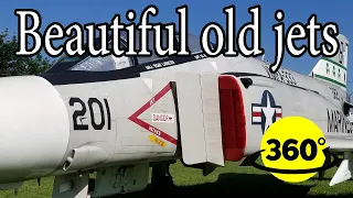 360° Video | Beautiful old jets A4, A7, F105 and F4 | Fort Worth Aviation Museum