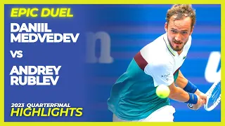 Thrilling Quarterfinal: Daniil Medvedev vs. Andrey Rublev Face Off at 2023 US OPEN