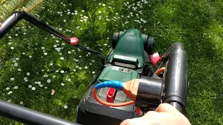 Lidl Parkside Electric lawnmower - at work