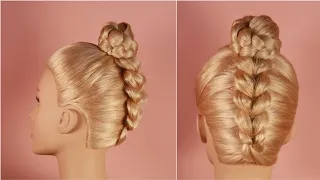 Upside down pull- through braid into the bun 🌿