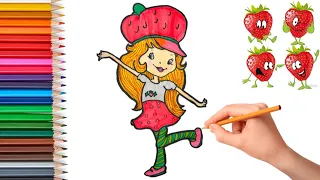 How to Draw Strawberry 🍓 shortcake Doll Easy step by Step for kids and Toddler’s