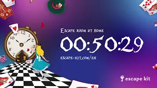 Countdown 1 hour - Escape Room at home - Treasure hunt - Alice in Wonderland 🌈 - Escape Kit