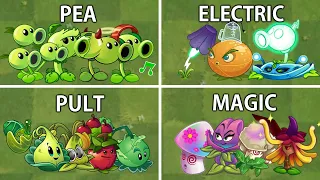 PvZ 2 4 Team PEA x PULT x ELECTRIC x MAGIC - Who Will Win? - PvZ 2 Team Plant vs team Plant