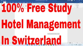 Free Study In Switzerland -  Hotel Management Course In Switzerland In Free Of Cost