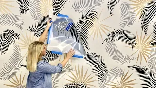 How To Stencil A Tropical Accent Wall With Palm Frond Stencils In Under 2 Hours!