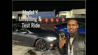 Tesla Model Y Unveiling Event & Model Y Test Ride Footage  Elon Musk On Stage Tesla Roadster #modely