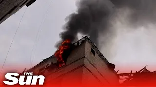 Buildings erupt in flames as Russian attack on Bahkmut intensifies