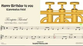 Happy Birthday To You Video Tutorial for Trumpet Easy Sheet Music in G Major