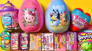 Asmr unboxing eggs! Hello Kitty, Bluey, shoppkings, Doorables