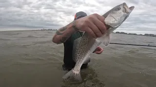 Speckled Trout Fishing with high winds at West Bay