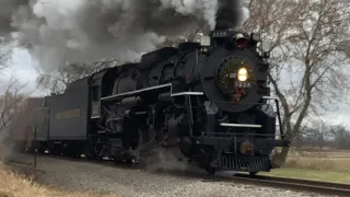 Pere Marquette 1225 coming into Ashley with the wreath