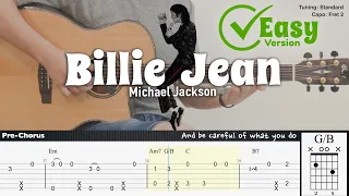 Billie Jean (Easy Version) - Michael Jackson | Fingerstyle Guitar | TAB + Chords + Lyrics