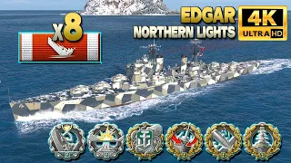 Cruiser Edgar: 8 ships destroyed on map Northern Lights - World of Warships