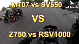 SV650 VS MT07 VS Z750 VS MILLE!