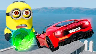 Car VS Portal Trap To Another Universe From Minion Despicable Me | BeamNG Drive | BimTestCrash