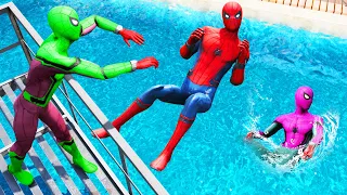 GTA 5 Rainbow Spiderman Falling Into Pool (Spider-Man Jumps & Ragdolls) #2